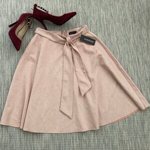 Diashiny Gorgeous Soft  Suede Blush Pink Flare Skirt Medium New with Tags